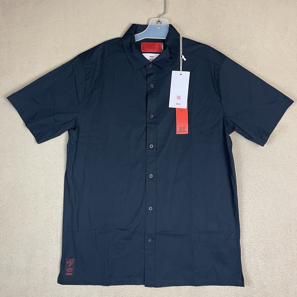 Globe Dion‎ Agius Shirt Mens M Black Dark Hollow Collection SS Button Up